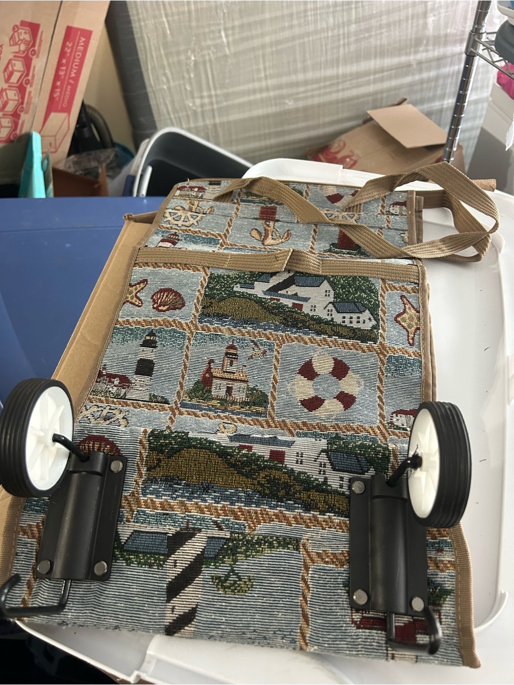 Nautical/lighthouses Tapestry Rolling Tote Bag